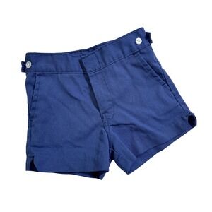 VTG 80's Sears Shorts Boys 4 Navy Blue Twill Chino Button Tab Adjustable Waist